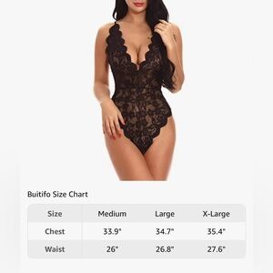 Women Lace Bodysuit One Piece Babydoll Backless Mini Teddy V Neck Lingerie